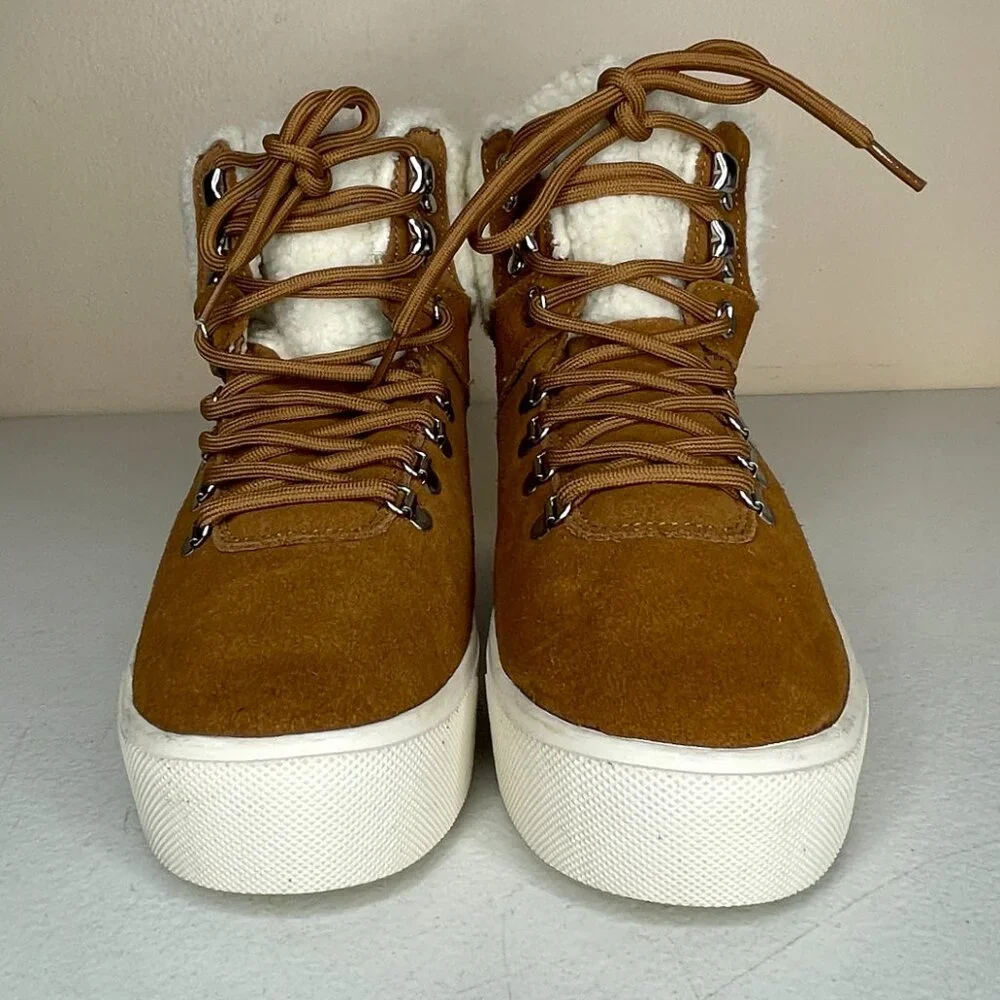 Marc Fisher Darlen Leather Platform Ankle Boots Size 8